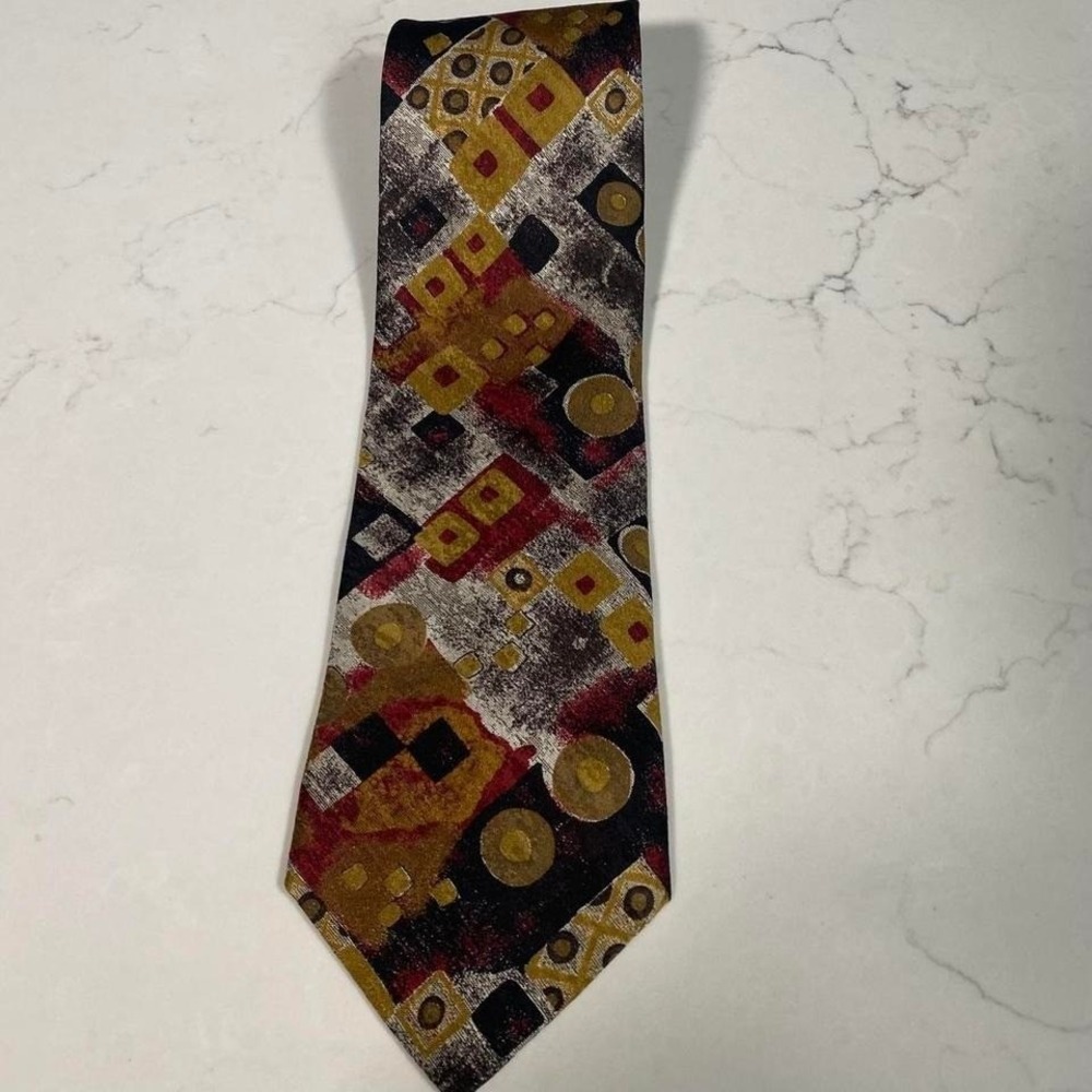Vintage Ermenegildo Zegna Abstract Geometric‎ Silk Tie Made in Italy